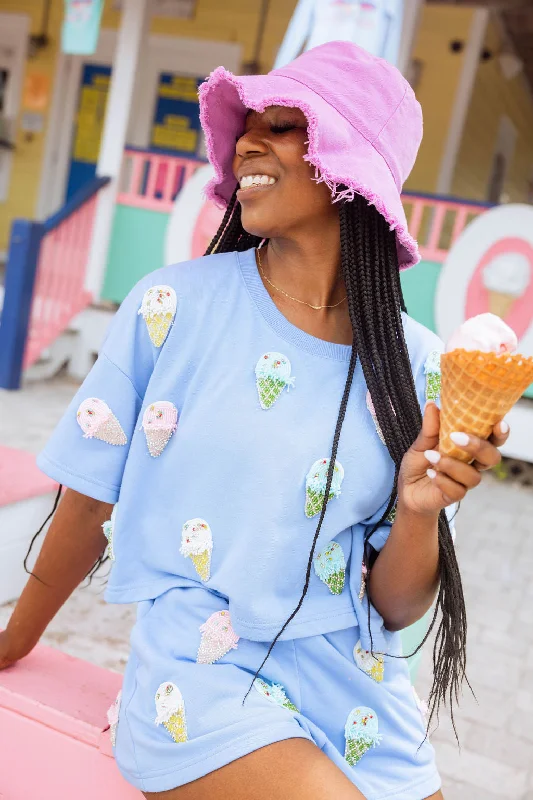 Periwinkle Beaded Ice Cream Top