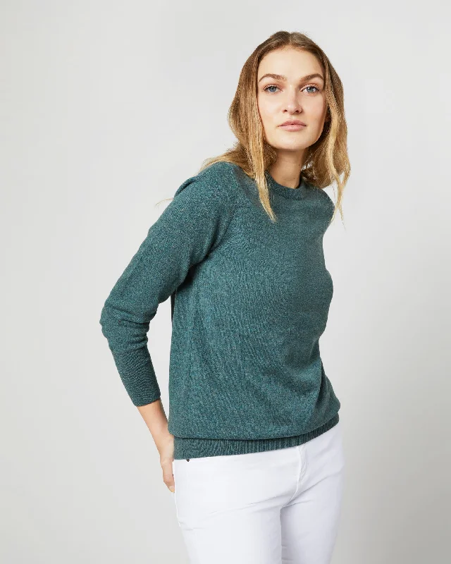 Cydney Boyfriend Crewneck Sweater in Heather Pine Cashmere