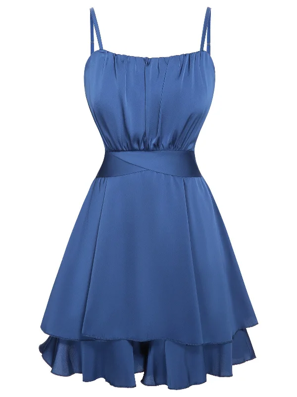 Royal Blue 1950s Solid Spaghetti Strap Romper