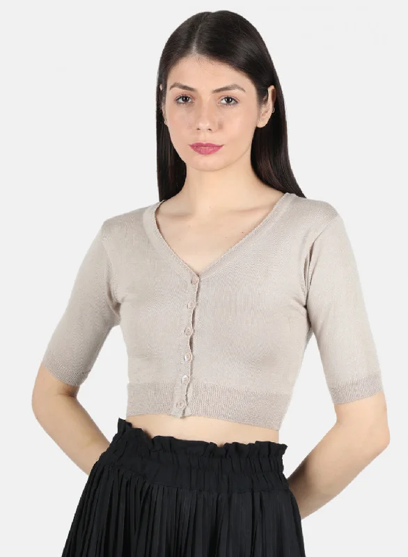 Women Beige Solid Blouse