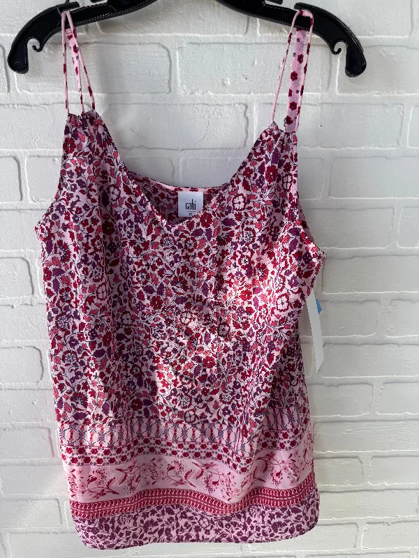 Top Sleeveless By Cabi In Pink & Red, Size: M