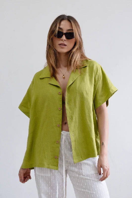 Isla Linen Shirt | Pear Green