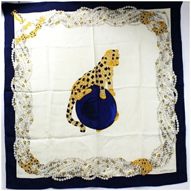 Cartier Navy  Silk Scarf (Pre-Owned)