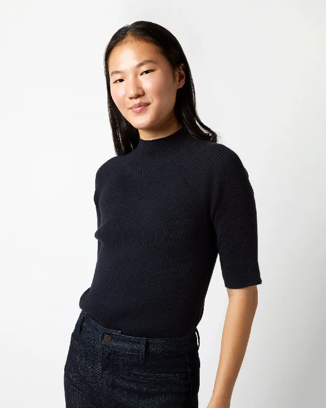 Mackenzie Sweater in Navy Cotton/Silk Yarn