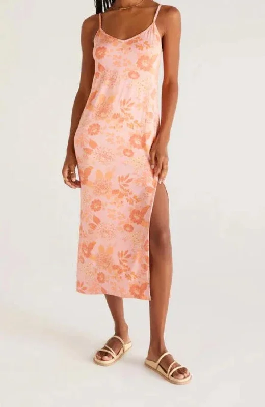 Cora Floral Midi Dress In Sunkist