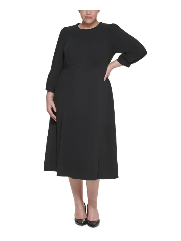 Womens A-Line Calf Midi Dress