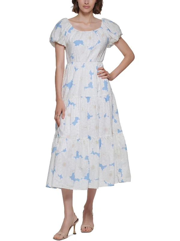 Womens Cotton Calf Midi Dress