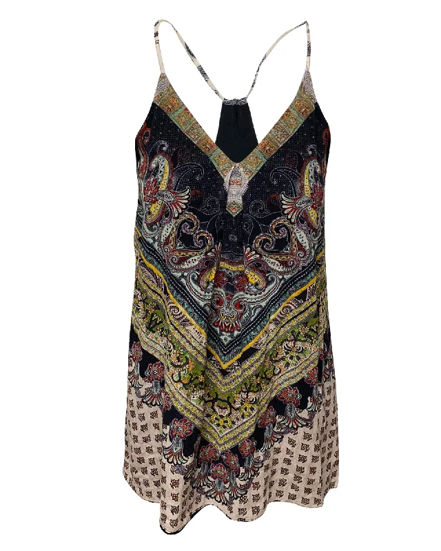 Alice + Olivia Pattern Mini Dress in Multicolor Print Silk