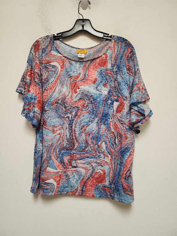 Blue Red & White Top Short Sleeve Ruby Rd, Size M