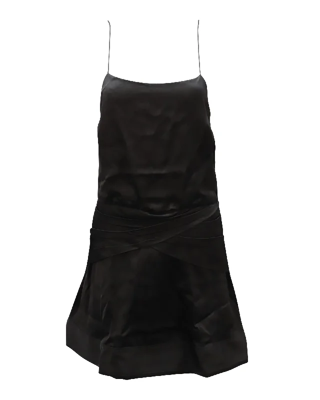 Derek Lam 10 Crosby Cami Flounce Mini Dress in Black Viscose