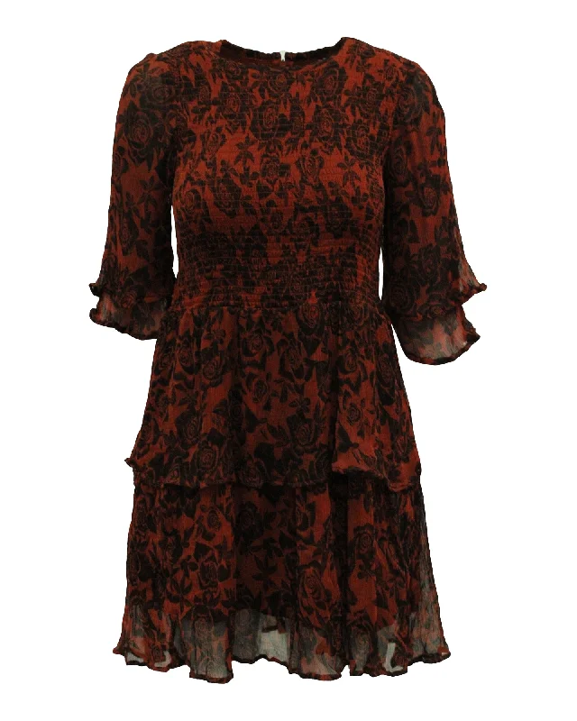 Ganni Beaumont Mini Dress in Floral Print Viscose