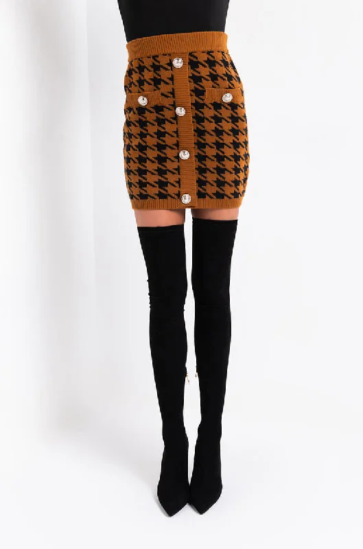 HIGH MAINTENANCE HOUNDSTOOTH MINI SKIRT BLACK MULTI