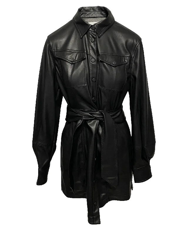 Jonathan Simkhai Eve Mini Shirtdress in Black Vegan Leather