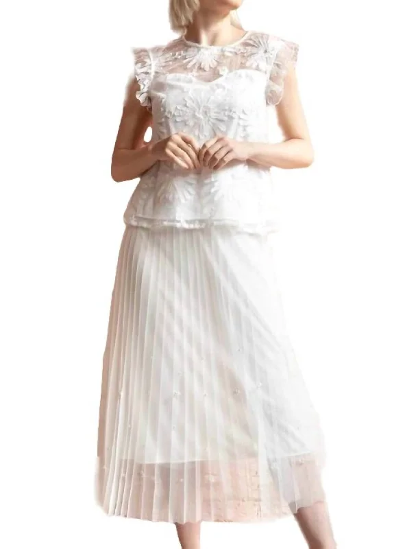 Lila Pearl Tulle Skirt In Ivory