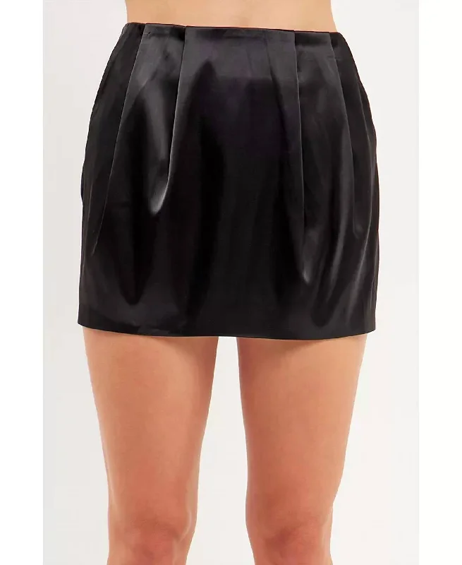 Satin Mini Skirt In Black