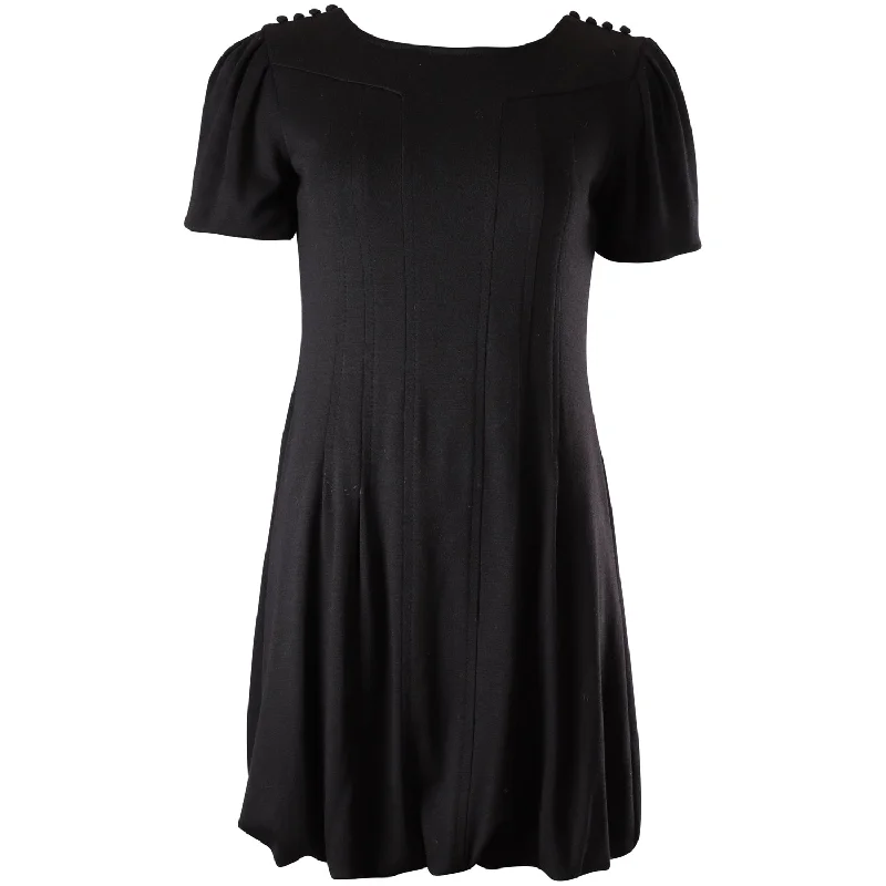 Sportmax Puff Sleeve Mini Dress in Black Wool