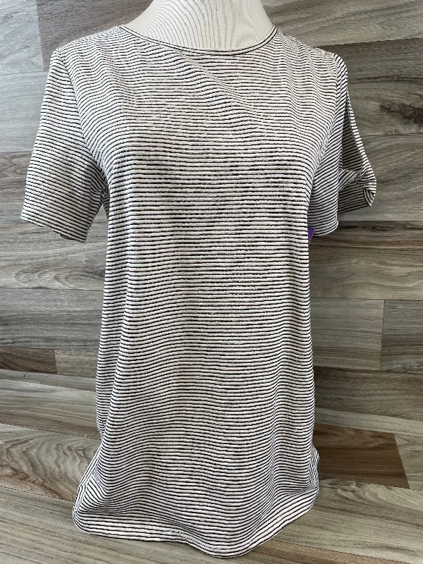 Striped Pattern Top Short Sleeve Loft, Size M