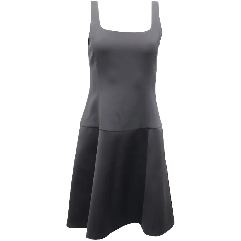 Theory Sleeveless Mini Dress with Square Neckline in Black Triacetate