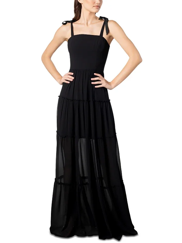 Adonia Womens Sheer Long Maxi Dress