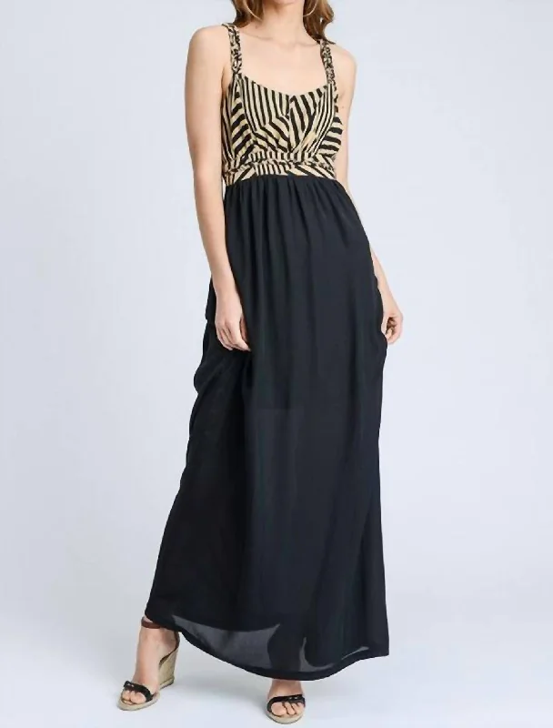 Braid Shoulder Strap Maxi Dress In Black