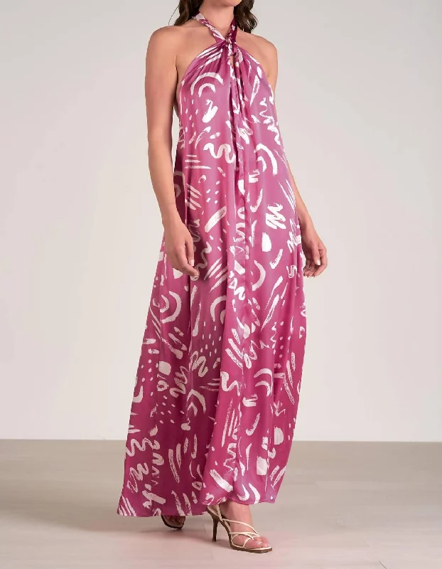 Halter Maxi Dress In Mauve