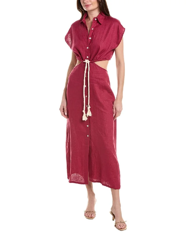 Hevron Celine Linen Maxi Dress