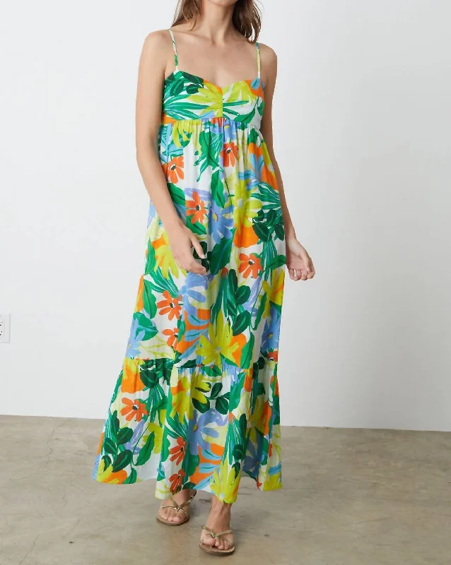 Kayla Printed Cambric Maxi Dress In Mahalo