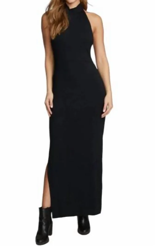 Open Back Maxi Dress In True Black