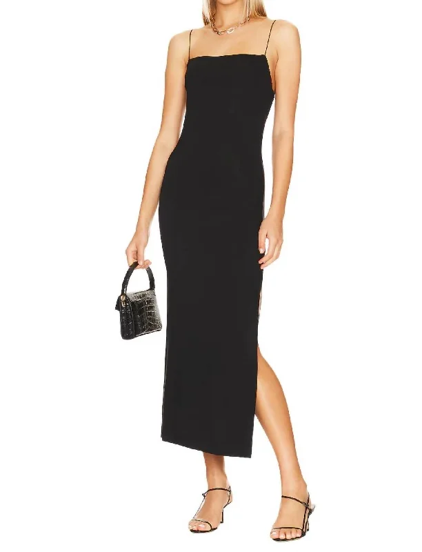 Side Slit Maxi Dress In Black