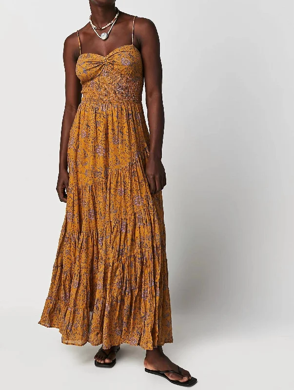 Sundrenched Printed Maxi Dress In Dusty Olive Combo