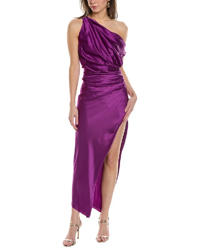 THE SEI Asymmetrical Silk Maxi Dress