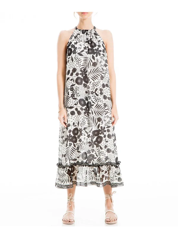 Womens Floral Halter Maxi Dress