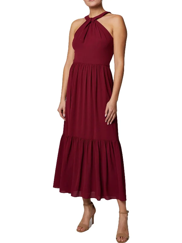 Womens Textured Halter Neck Maxi Dress