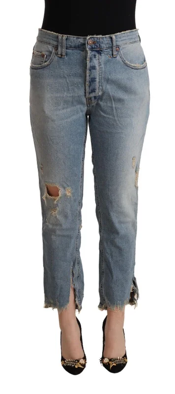 CYCLE  Distressed Mid Waist Cropped  Women's Jeans