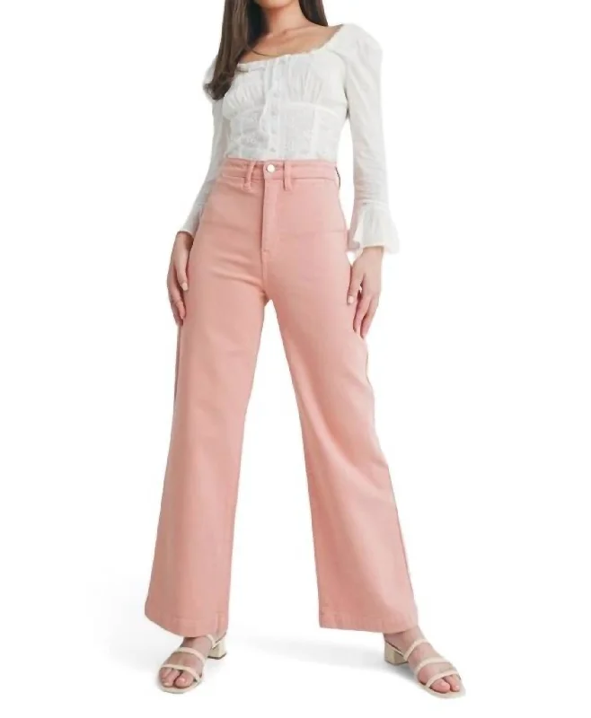 High Rise Welt Pocket Wide Leg Jean In Desert Poppy