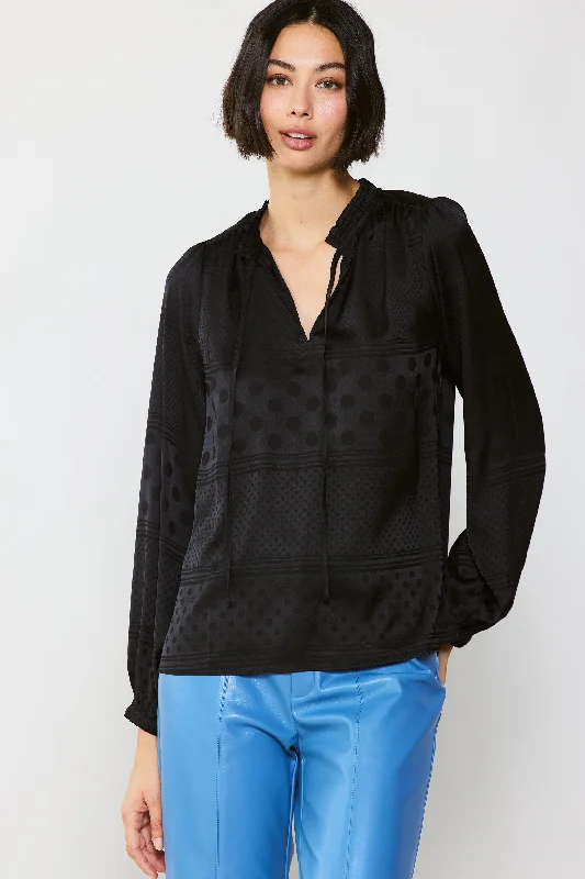 Jacquard Split Neck Blouse