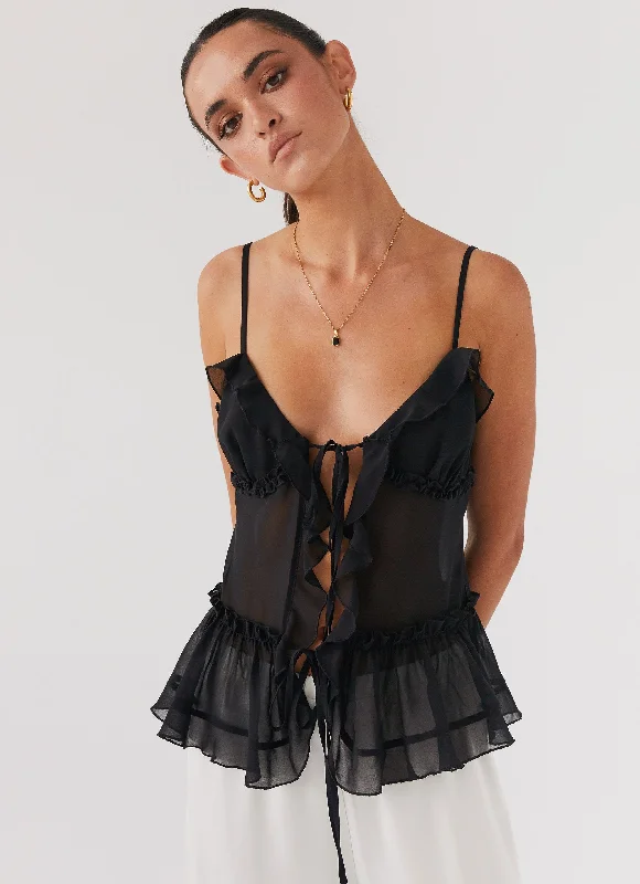 Got It Bad Frill Cami Top - Black