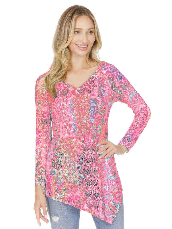 Tianello "Harlow" Print Knit Burnout Jacquard "Toni" Tunic