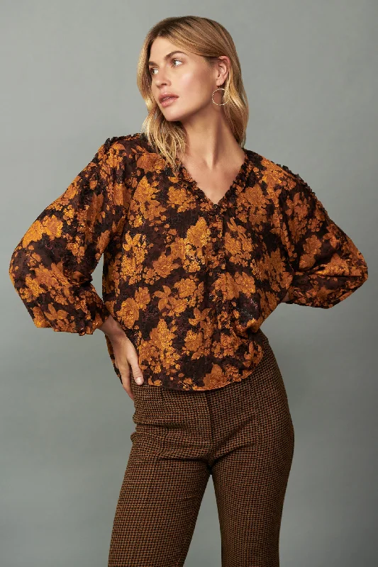 BROWN ORANGE FLORAL