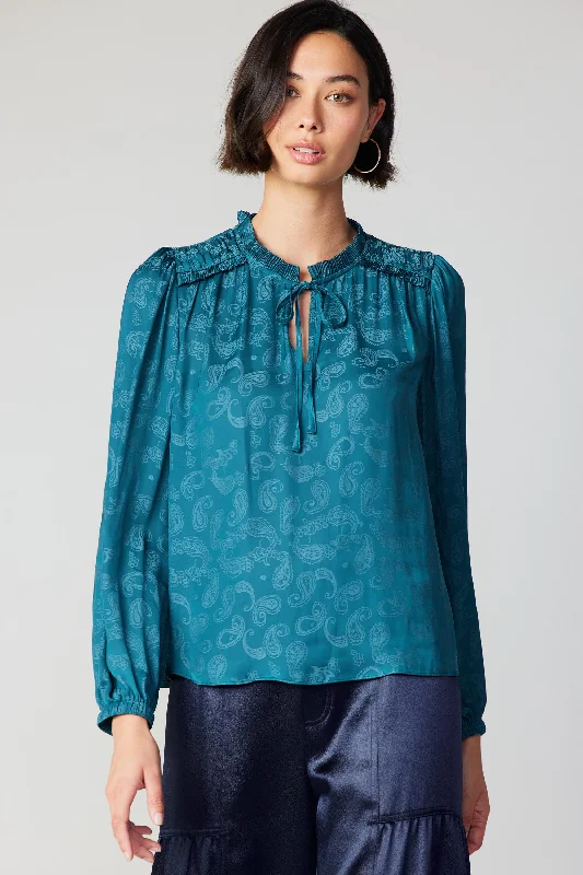 Paisley Split Neck Blouse