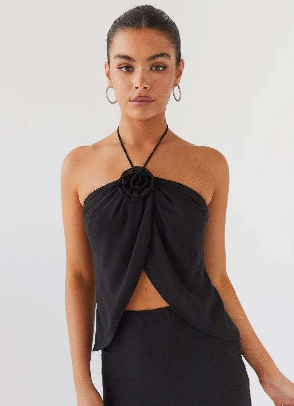 Nightfall Rose Tie Top - Midnight