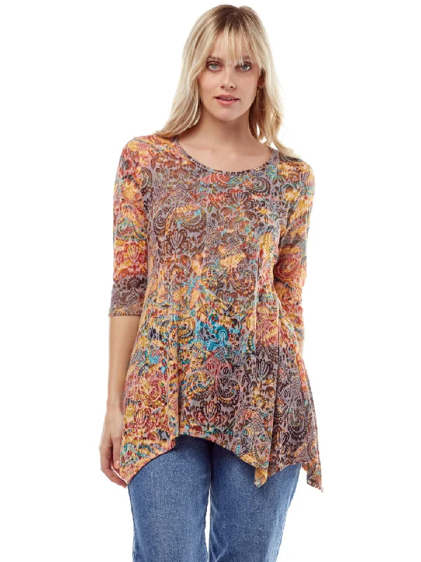 Tianello "Polani" Print Cotton Burnout Asbury Tunic (Limited Sizes)