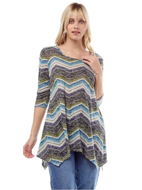 Tianello "Then" Print Cotton Burnout Asbury Tunic