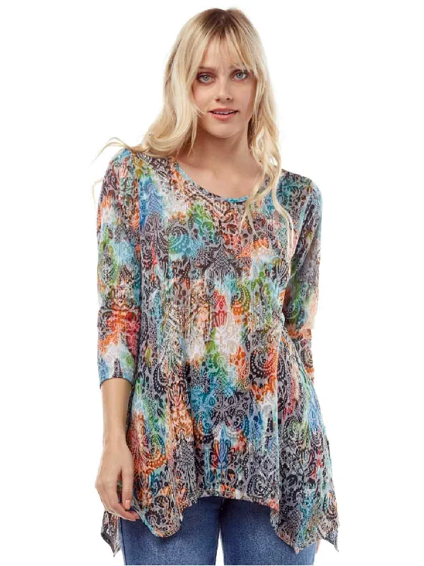 Tianello "Zesta" Print Cotton Burnout "Asbury" Tunic-(XS-S)