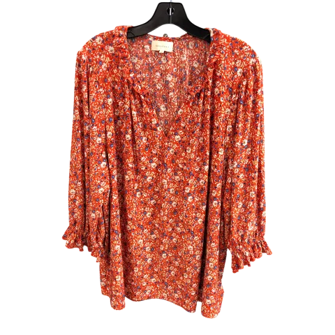 Top 3/4 Sleeve By Melloday In Orange, Size: 2x