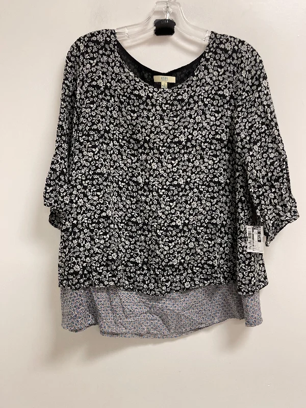 Top Long Sleeve By Kori America In Black & White, Size: S