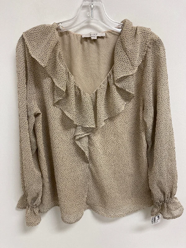 Top Long Sleeve By Loft In Black & Cream, Size: Mp