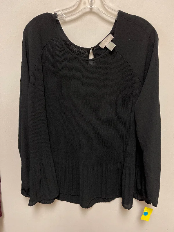 Top Long Sleeve By Loft In Black, Size: L