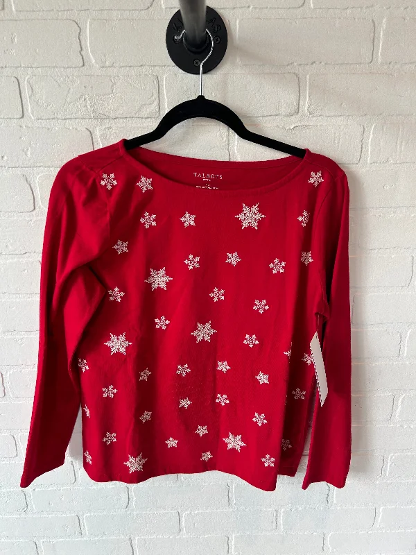 Top Long Sleeve By Talbots In Red & White, Size: Mp