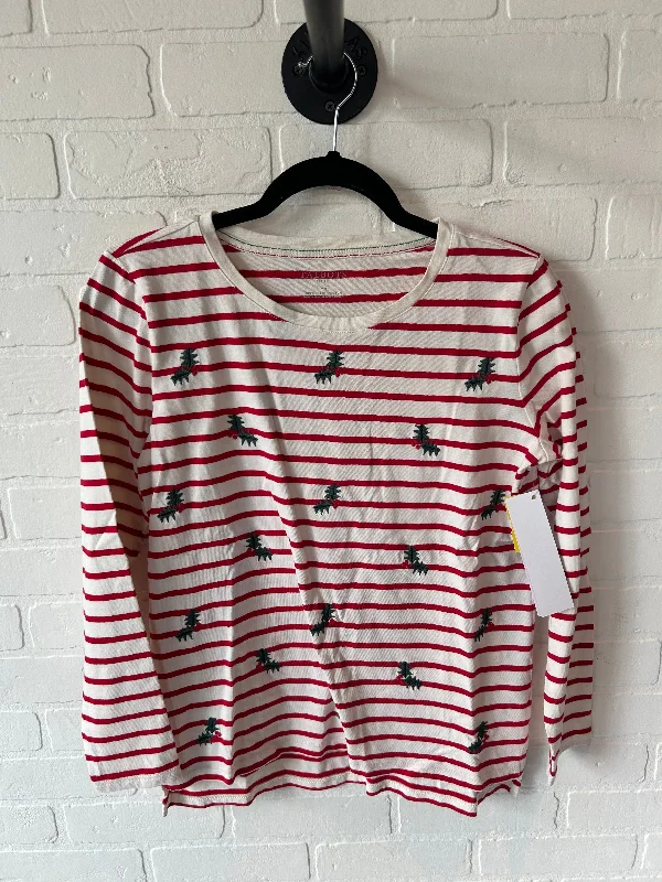 Top Long Sleeve By Talbots In Red & White, Size: Mp